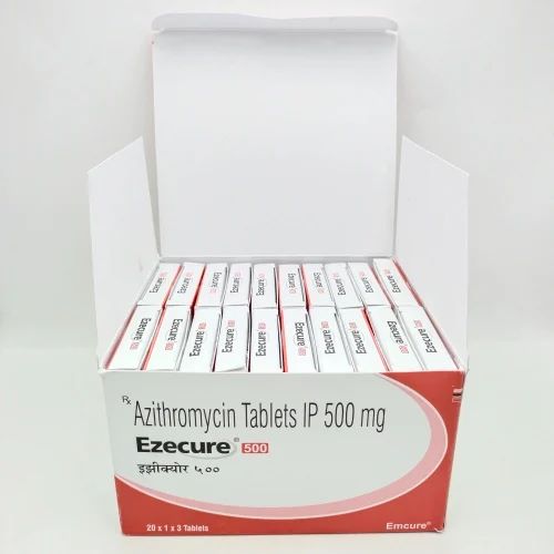 Ezecure 500mg (Azithromycin) multiple inner boxes neatly arranged inside an open white outer carton