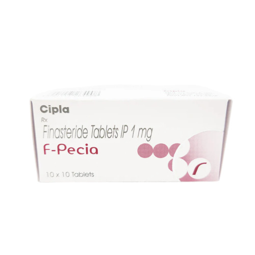 F-pecia 1mg 100 Tablets outer packaging – Cipla finasteride generic medication for hair regrowth