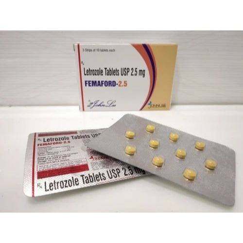 Femaford 2.5 (Letrozole) 2.5mg 300 tablets multiple blister packs and carton packaging set display for hormone therapy online pharmacy