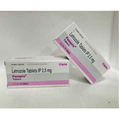 Fempro 2.5mg 50 tablets product box with Cipla branding and labeled blister strips