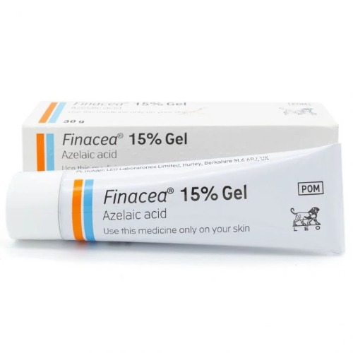 Finacea Gel 15% 30gm tube with outer box packaging, used for rosacea and acne treatment