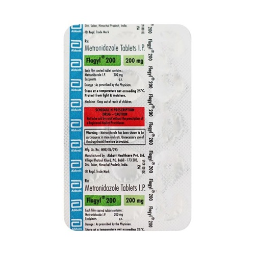 Flagyl 200 480 Tablets blister strip close-up