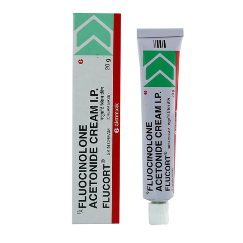 Flucort Skin Cream 20gm (Fluocinolone Acetonide) single tube standing upright with printed label visible