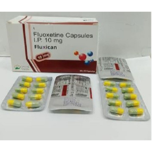 Fluxican 10 capsules box with blister pack side view