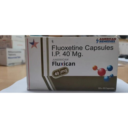 Fluxican 40 capsules box with blister pack side view