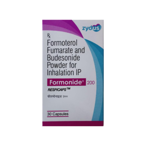 Formonide 200 Respicaps (Formoterol and Budesonide) box packaging with dosage label