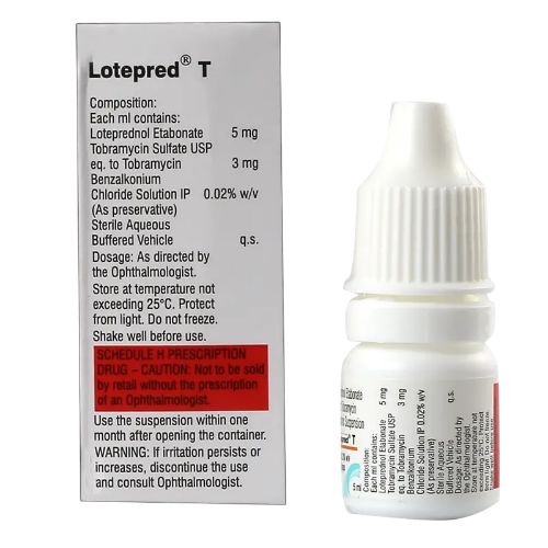Lotepred T Eye Drops 5ml back view – composition &amp; usage instructions