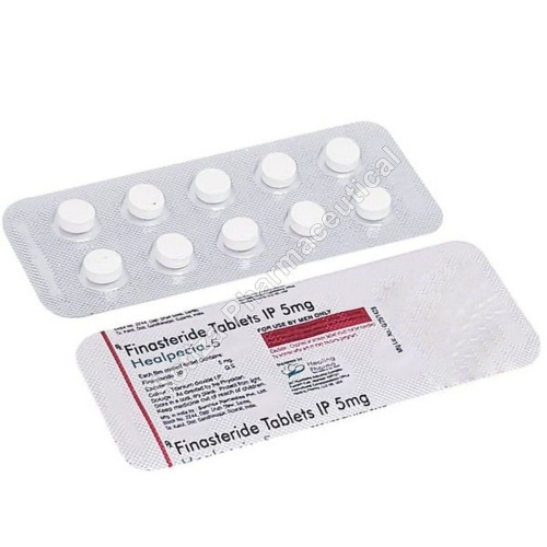 Healpecia 5mg 100 Tablets blister strips close-up – finasteride tablets for prostate health and male pattern baldness
