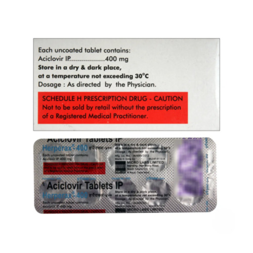 Herperax 400 tablets blister strip close-up