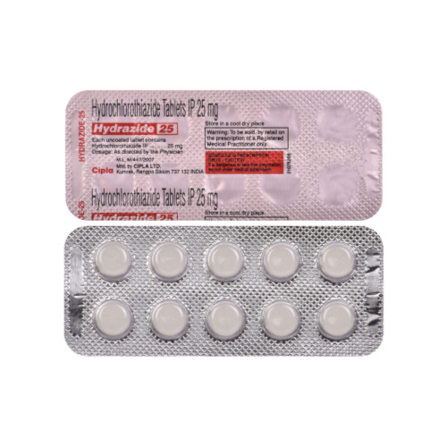 Hydrazide 25mg white round tablets blister strip front view
