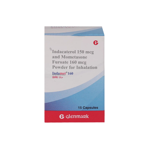 Indamet 160 Rotacaps 15 capsules box packaging for asthma and COPD management