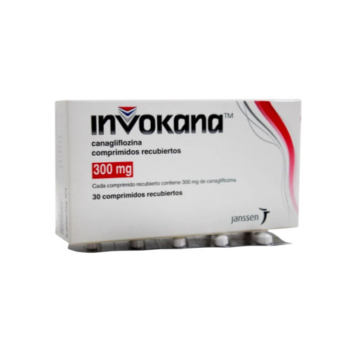 Invokana 300mg package angled view with partially visible blister pack