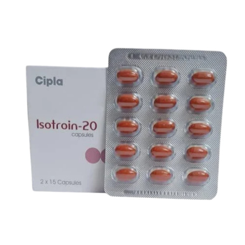 Isotroin 20mg red capsules blister strip