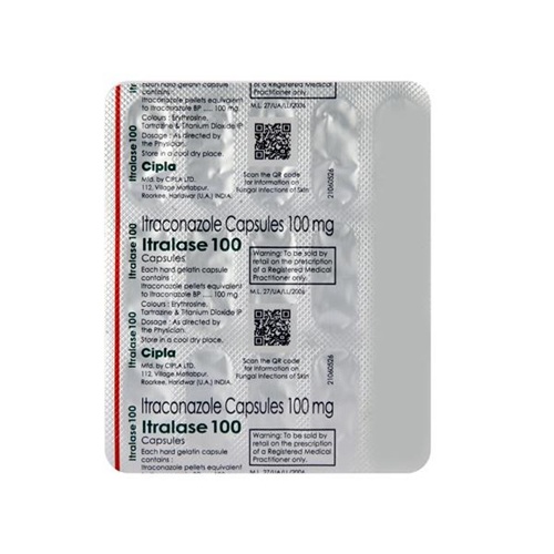Itralase 100 15 Capsules capsule strip close-up