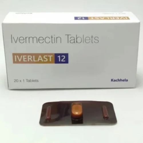 Iverlast 12 (Ivermectin) close-up of brown blister pack showing single yellow tablet