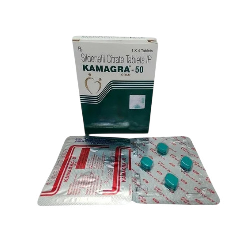 Ajanta Pharma Kamagra 50 sildenafil citrate tablets with packaging and leaflet