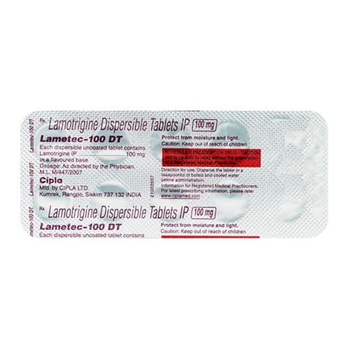 Lametec 100 DT blister strip with tablets layout