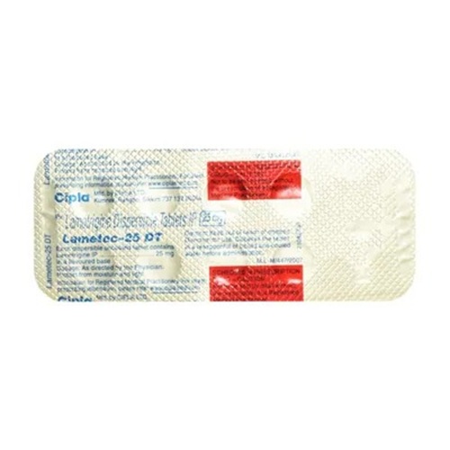 Lametec 25 DT blister strip showing dispersible tablets