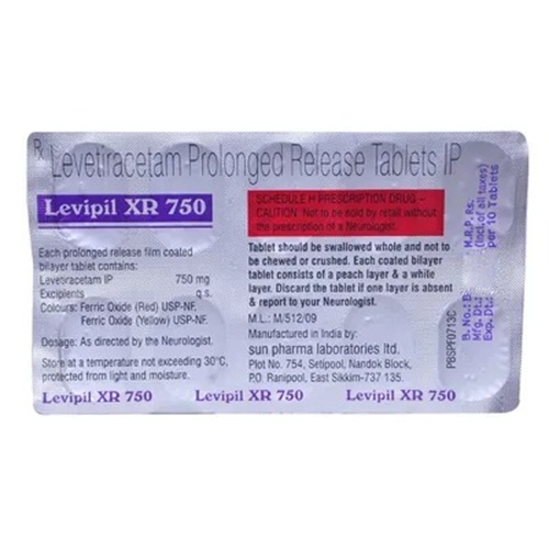 Levipil XR 750 blister strip showing extended-release tablets