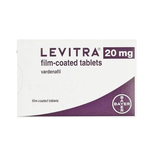 Levitra 20mg outer box with brand labeling for erectile dysfunction treatment