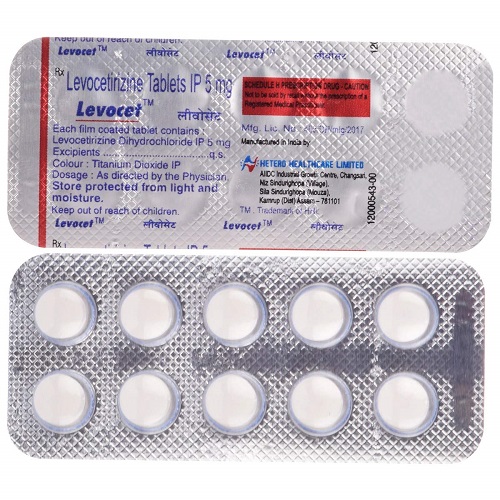 Levocet 5 blister strip showing tablet layout