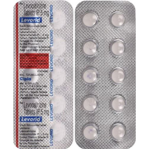 Levorid 5 blister strip showing tablet layout