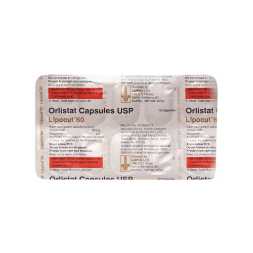 Lipocut 60 capsules blister strip back side with label
