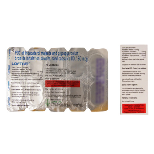 Loftair 110mcg indacaterol 50mcg glycopyrronium bromide inhaler and capsule pack