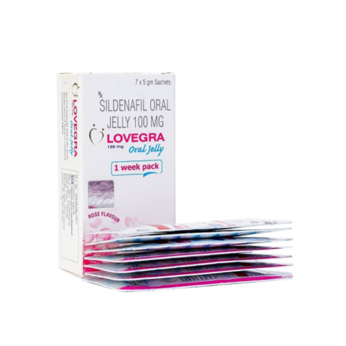 Lovegra Oral Jelly 100mg box with sachets display