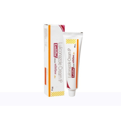 Lulifin Cream 50g tube with outer box standing upright, antifungal cream for skin itching and irritation