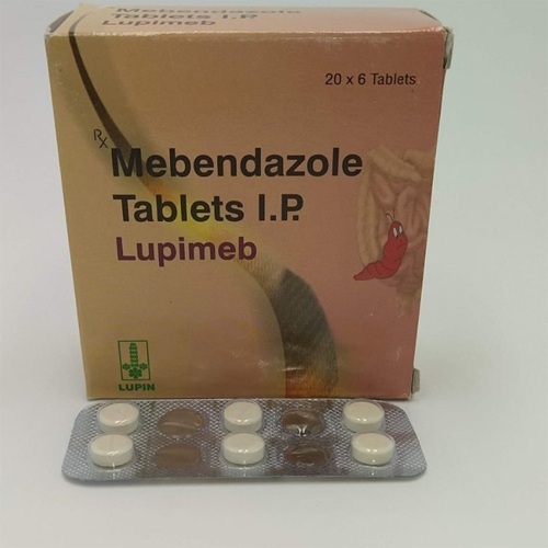 Lupimeb 100 (Mebendazole) 100mg 120 tablets large carton packaging with blister strips set display for broad spectrum dewormer online pharmacy