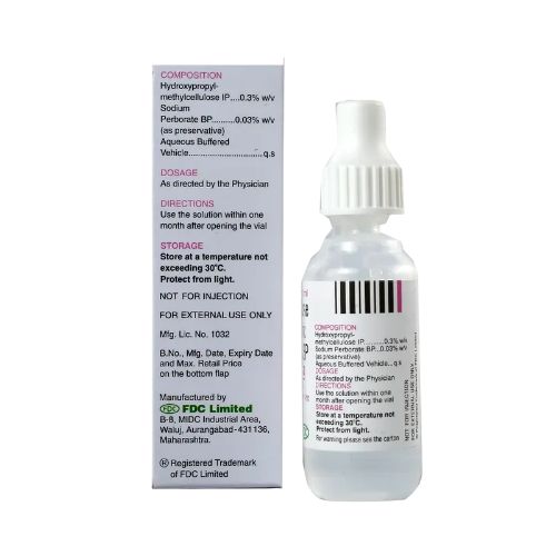 Moisol Eye Drops 5ml back view – composition and usage details
