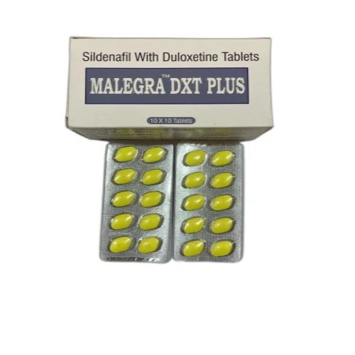 Malegra DXT Plus 160mg tablets blister strip close-up