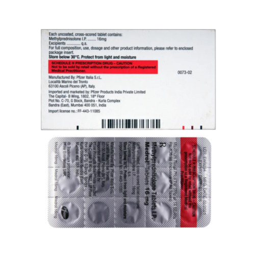 Medrol 16mg (Methylprednisolone) Pfizer branded carton with multiple blister packs