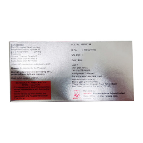 MERO-O 200mg (Etoricoxib) close-up of silver blister strip with product details