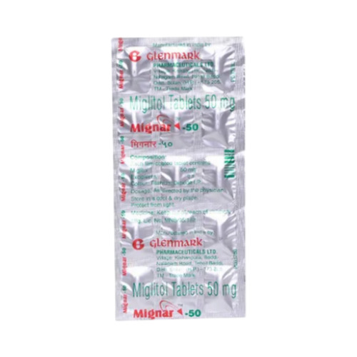 Mignar 50 tablets blister strip back side with label