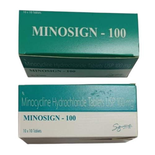 Minosign 100mg tablets box with multiple blister strips