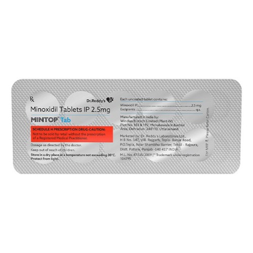 Mintop 2.5 blister strip with tablets