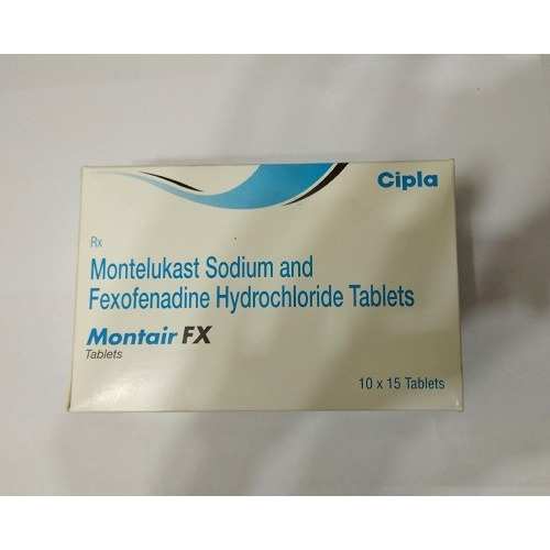Montair FX tablets box with blister pack side view