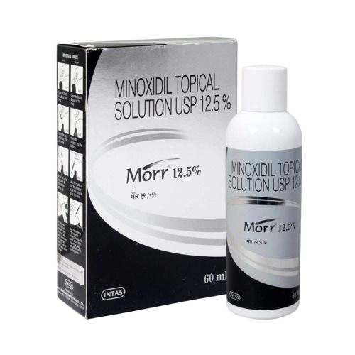 Morr 12.5% (Minoxidil Topical Solution) black box packaging with white bottle
