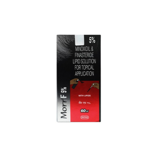 Morr F 5% Solution 60ml box and bottle, front view showing product name and concentration clearly