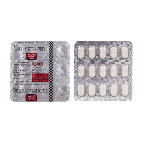 Mox Kidtab 250 tablets blister strip close-up