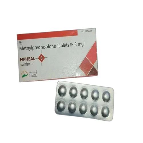 Mpheal 8mg strip showing silver coated tablets for anti-inflammatory use
