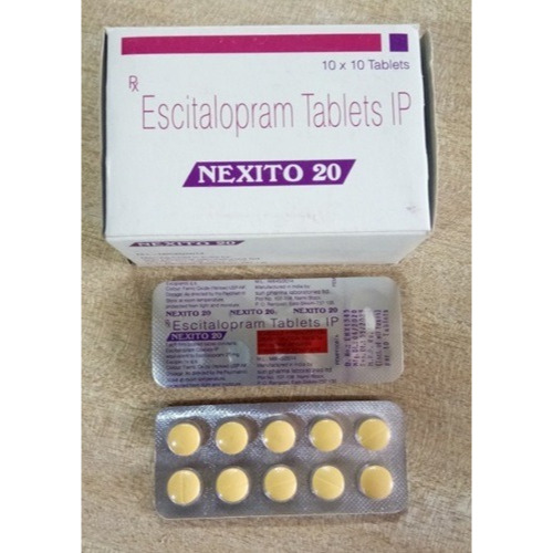 Nexito 20mg 100 tablets set with multiple blister strips and product details visible