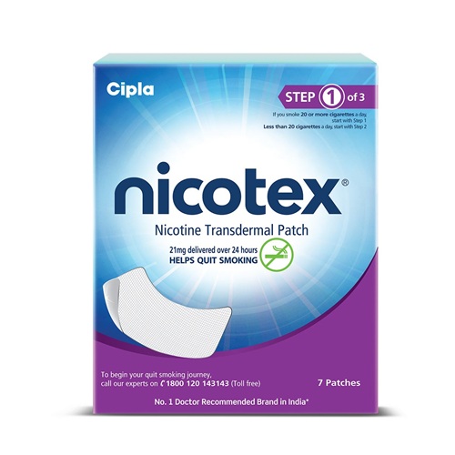Nicotex 21mg Step 1 nicotine patch box front packaging