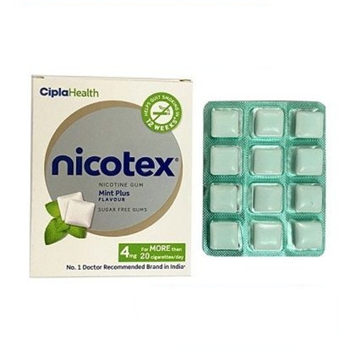 Nicotex 4mg nicotine gum blister pack with outer carton mint plus edition