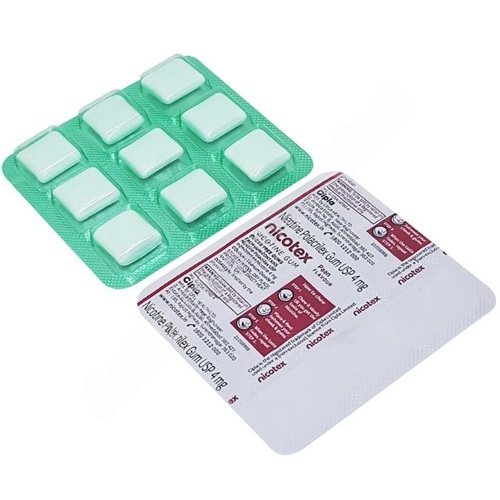 Nicotex 4mg nicotine gum blister pack paan flavour with backside leaflet