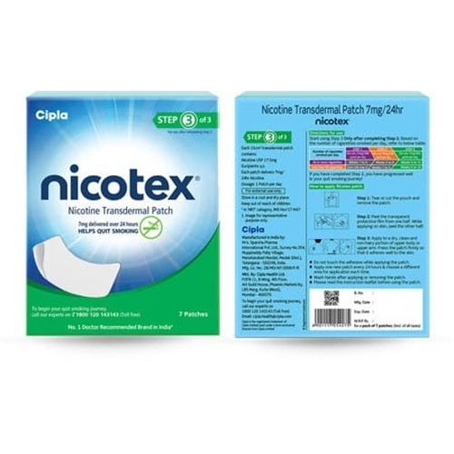 Nicotex 7mg Step 3 transdermal nicotine patch box with usage instructions