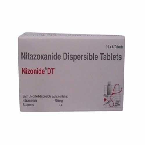 Nizonide DT 60 Tablets angled packaging box – nitazoxanide antiparasitic medicine