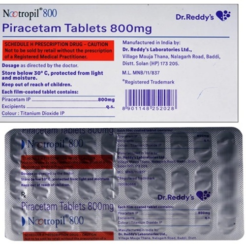 Outer packaging of Nootropil 800mg tablets with multiple blister strips